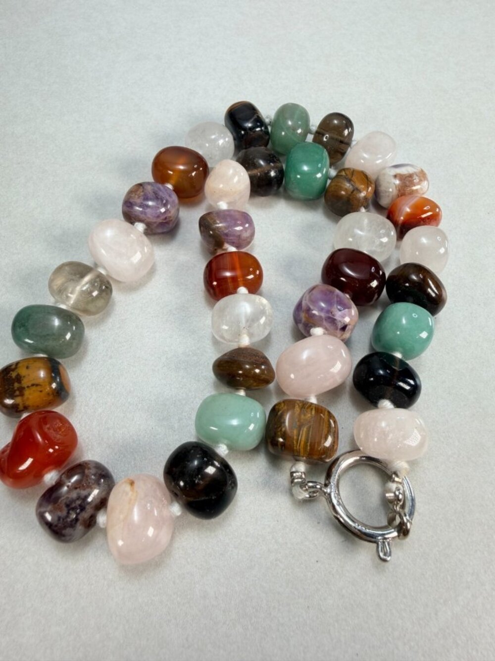 Natural Gemstone Nugget Necklace Multi Stone Quartz Agate Aventurine - Picture 3 of 9